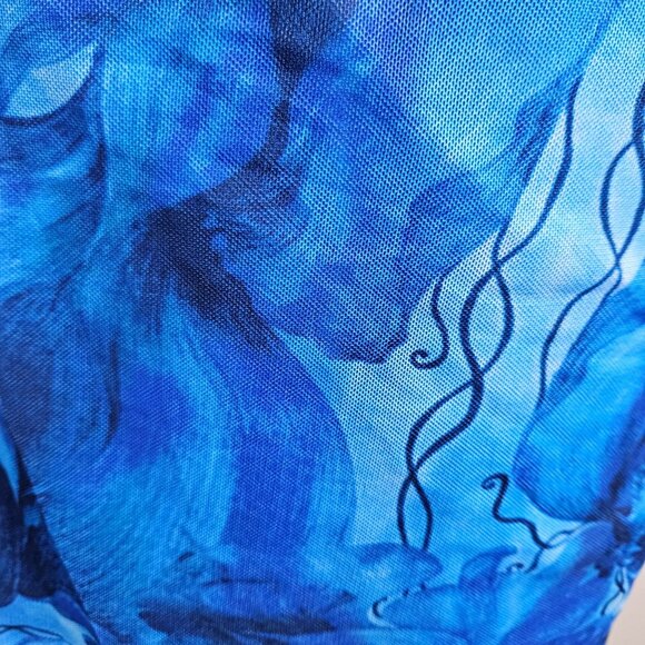 Womens Elegant Large Strapless Tube Top Blue Floral Bodycon Maxi Dress Party - Picture 10 of 12